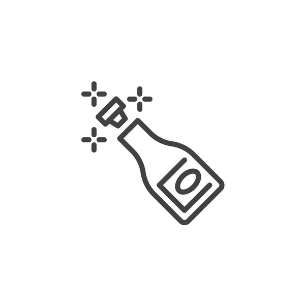 Garrafa de champanhe ícone de linha popping — Vetor de Stock