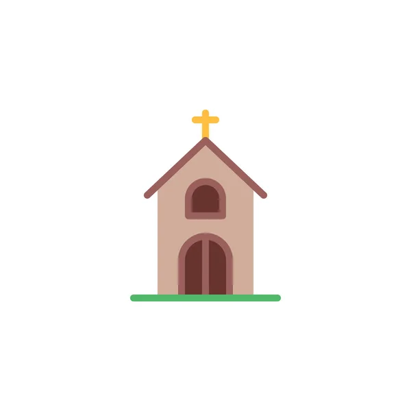 Kerk met heilig dwarsvlak pictogram — Stockvector