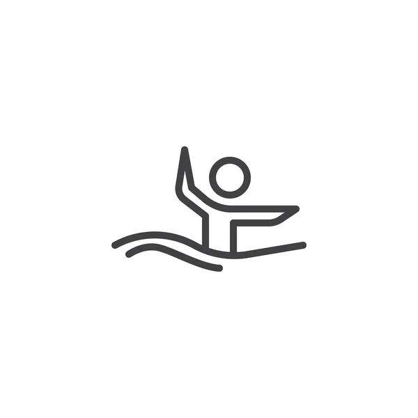 Icono de línea de atleta de natación sincronizado — Vector de stock