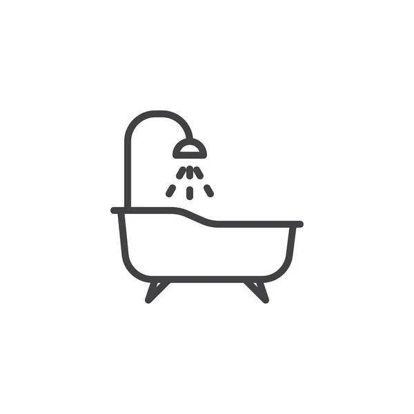 Bath and shower line icon — Stock Vector