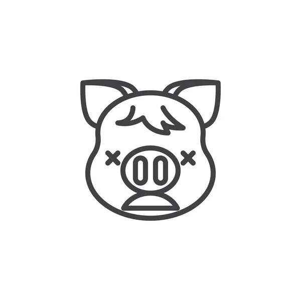 Icône de ligne Emoji visage cochon vertigineux — Image vectorielle