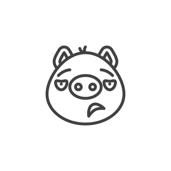 Förvirrad piggy Face Emoji linje ikon — Stock vektor