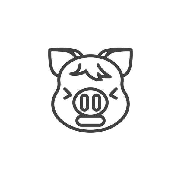 Trött piggy ansikte Emoji linje ikon — Stock vektor