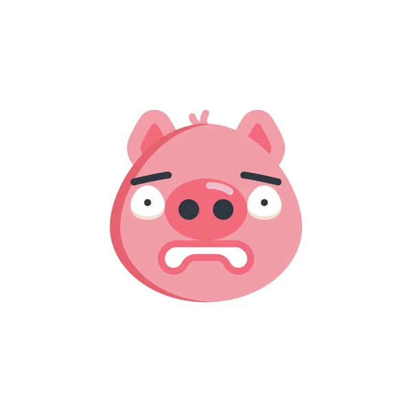 Грустная плоская икона смайликов на лице свиньи — стоковый вектор