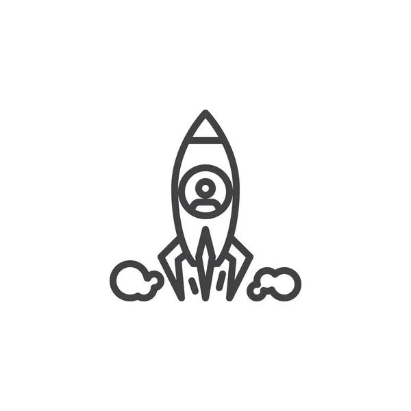 Icono de línea de cohete de arranque — Vector de stock