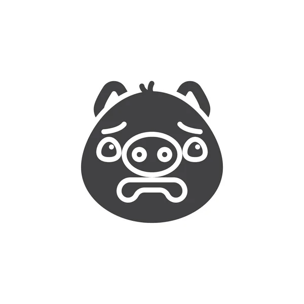 Piggy asustado cara emoji vector icono — Vector de stock