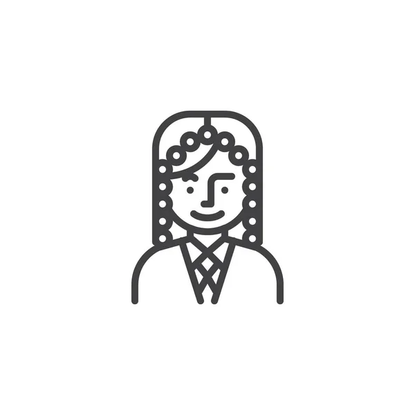 Mulher juiz avatar personagem ícone de linha —  Vetores de Stock