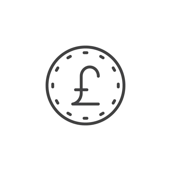 Pound coin line icon — Stock Vector