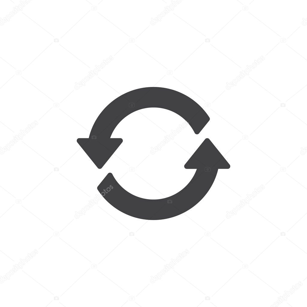 Refresh arrows vector icon. filled flat sign for mobile concept and web design. Two circular arrow glyph icon. Symbol, logo illustration. Pixel perfect vector graphics