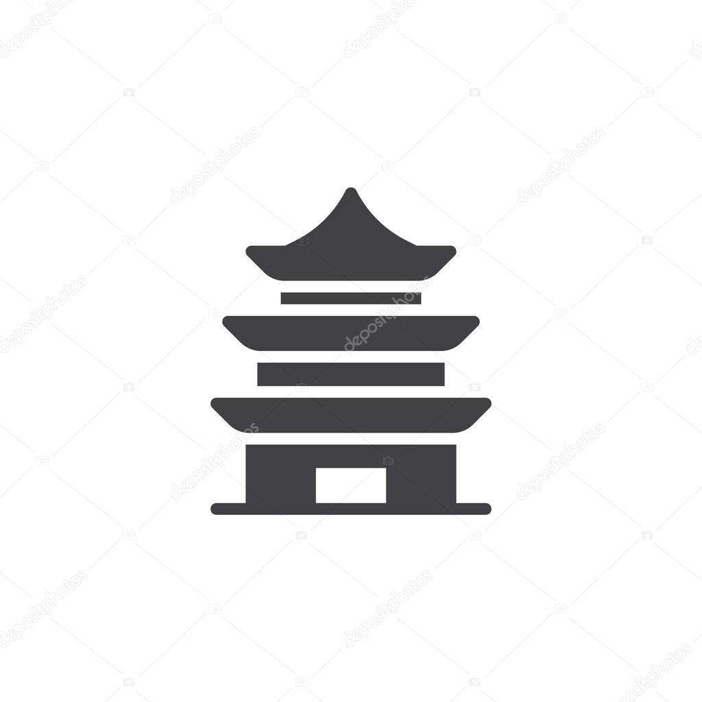 Chinese Temple vector icon. filled flat sign for mobile concept and web design. Pagoda building simple solid icon. Symbol, logo illustration. Pixel perfect vector graphics