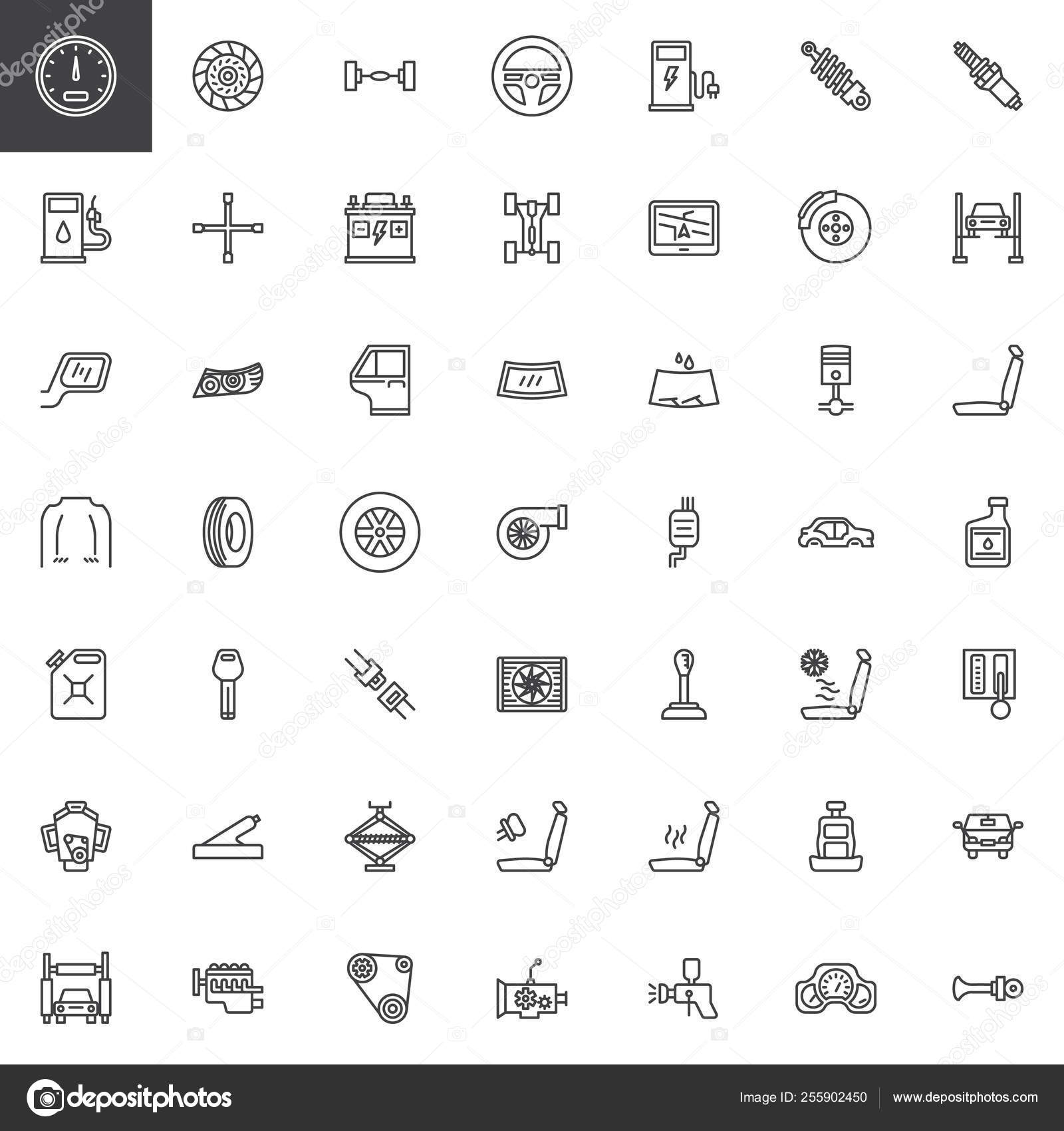 汽车零部件线图标设置图库矢量图©avicons 255902450