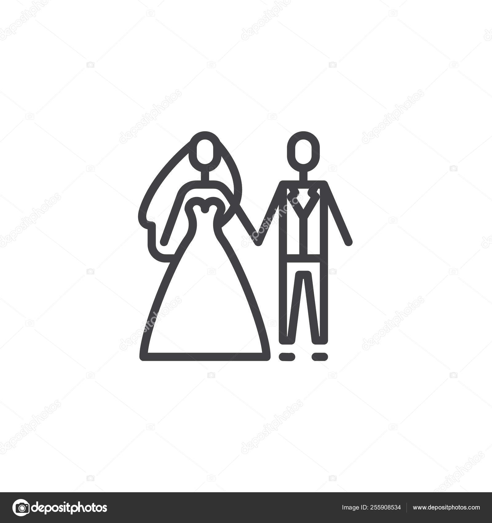 Groom And Bride Line Icon Stock Vector C Avicons 255908534