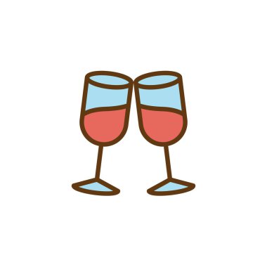 Cheers şarap cam düz simge
