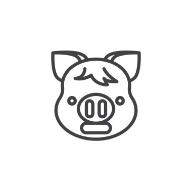 Piggy grimacing yüz emoji hattı simgesi