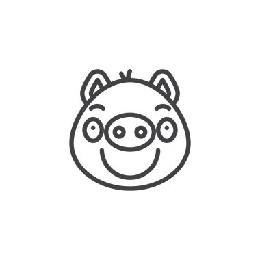 Piggy kendini beğenmiş yüz ifade çizgi simgesi