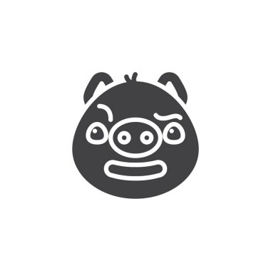 Piggy şüpheli yüz emoji vektör simgesi