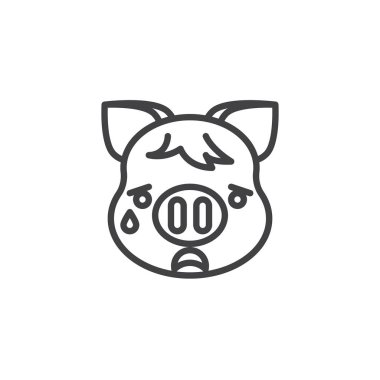 Ağlayan Piggy yüz emoji çizgi simgesi