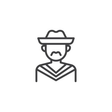 Meksika mariachi avatar çizgi simgesi