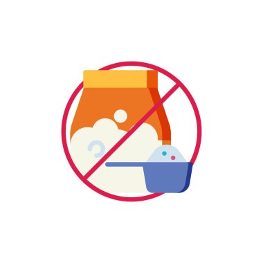 Yıkama tozu, yasağı işareti düz simgesi