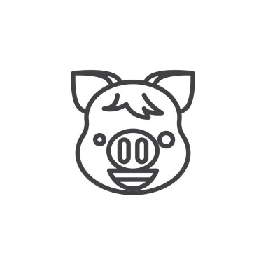Piggy sırıtış yüz emoji çizgi simgesi