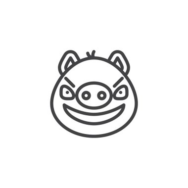 Agresif Piggy yüz ifade çizgi simgesi