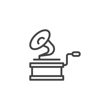 Retro Gramofon çizgisi simgesi