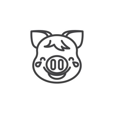 Neşenin gözyaşları emoji hattı simgesi Ile Piggy yüz