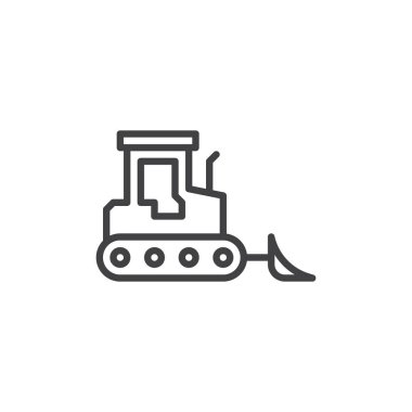 Bulldozer truck line icon