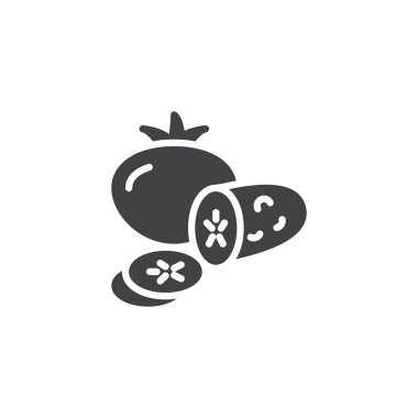 Domates bütün ve salatalık dilim vektör simgesi