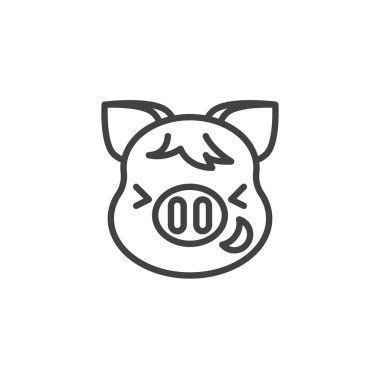 Piggy Grinning şaşı yüz emoji hattı simgesi