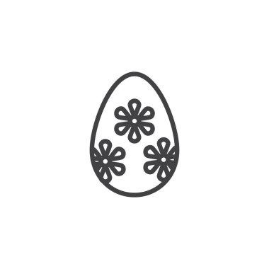 Çiçekler çizgi simgesi ile süslenmiş Paskalya yumurtası