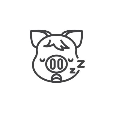 Piggy uyuyan yüz emoji hattı simgesi