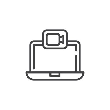 Laptop video çağrı hattı simgesi