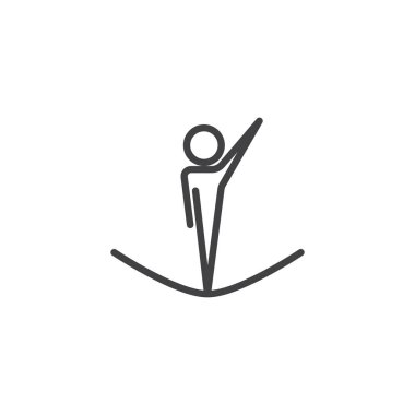 Sanatsal jimnastik trambolin sporcular çizgi simgesi