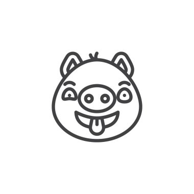 Dil çizgisi simgesini gösteren gözler ve ağız ile çılgın yüz