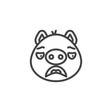 Sad Piggy yüz ifade çizgi simgesi
