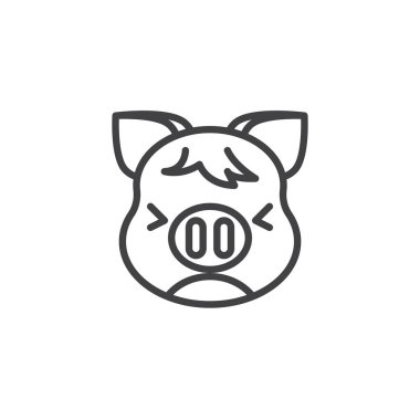Persevering Piggy yüz emoji çizgi simgesi