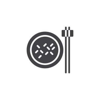 Pirinç plaka ve Chopsticks vektör simgesi