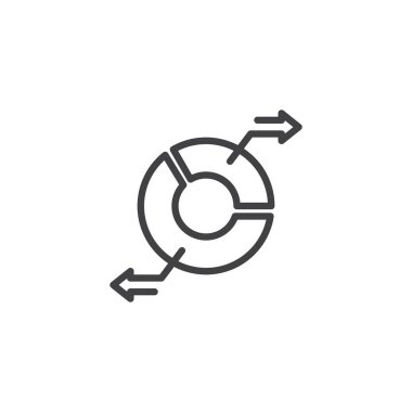 Pasta grafiği aktarım çizgisi simgesi