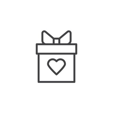 Kalp çizgisi simgesi ile hediye kutusu