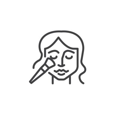 Güzellik yüz uygulama fırçalar çizgi simgesi