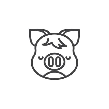 Sad Piggy yüz emoji çizgi simgesi