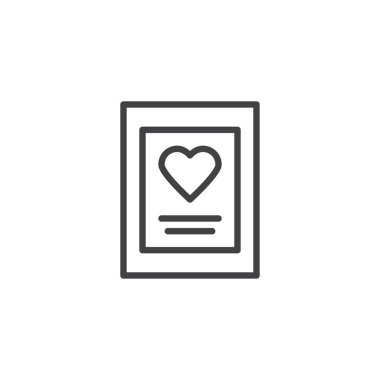 Kalp çizgisi simgesi ile tebrik kartı.