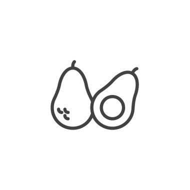 Tüm avokado meyve ve yarıya çizgi simgesi