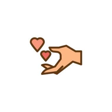 El kalp düz simge verir