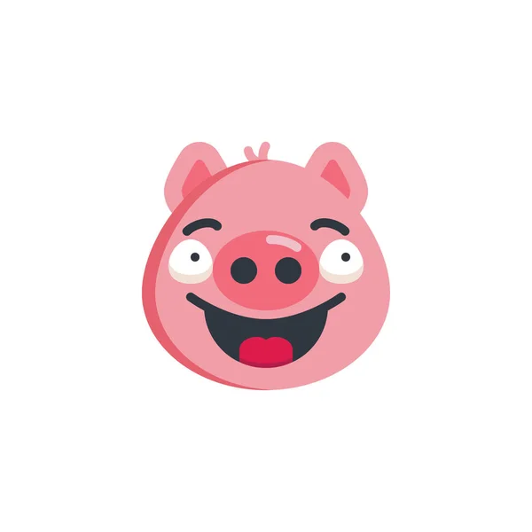 Happy Piggy gezicht emoticon platte icoon — Stockvector