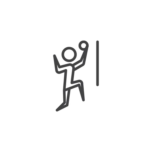 Hombre jugando voleibol icono de línea — Vector de stock