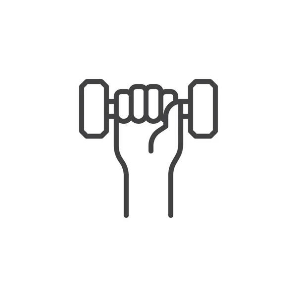 Hand with dumbbell line icon — ストックベクタ
