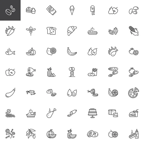Ensemble d'icônes de ligne Alimentation et collations — Image vectorielle