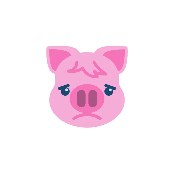 Ελαφρώς συνοφρυωμένος Πίγκυ πρόσωπο emoji επίπεδη εικονίδιο — Διανυσματικό Αρχείο